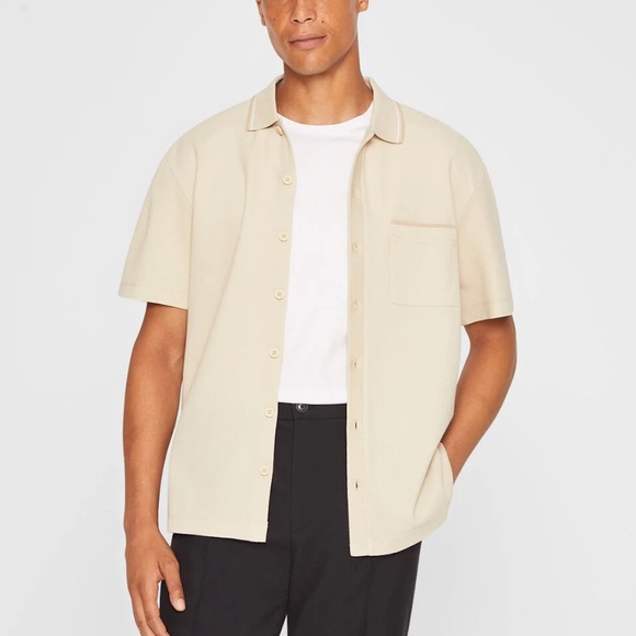 Cotton Full Button Polo - New With Tags - NEVER WORN - Tan Multi - Picture 1 of 5